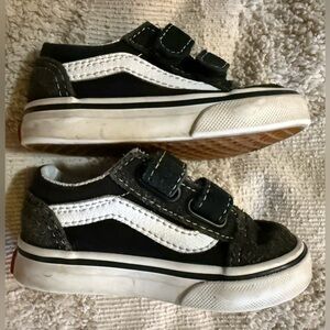 Vans Kids Black and White Velcro Sneakers